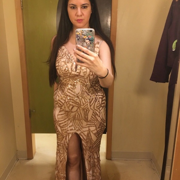 Windsor small rose gold sequin long formal dress - Picture 2 of 5
